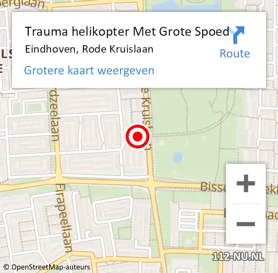 Locatie op kaart van de 112 melding: Trauma helikopter Met Grote Spoed Naar Eindhoven, Rode Kruislaan op 13 juli 2021 20:42