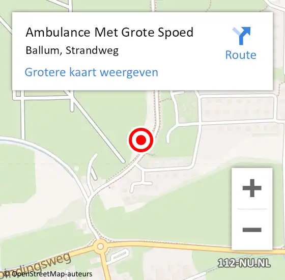 Locatie op kaart van de 112 melding: Ambulance Met Grote Spoed Naar Ballum, Strandweg op 13 juli 2021 20:57