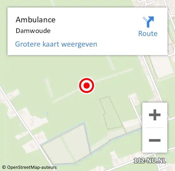Locatie op kaart van de 112 melding: Ambulance Damwoude op 14 juli 2021 11:58