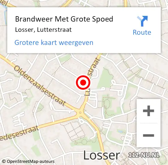 Locatie op kaart van de 112 melding: Brandweer Met Grote Spoed Naar Losser, Lutterstraat op 14 juli 2021 13:29