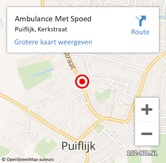 Locatie op kaart van de 112 melding: Ambulance Met Spoed Naar Puiflijk, Kerkstraat op 14 juli 2021 14:43