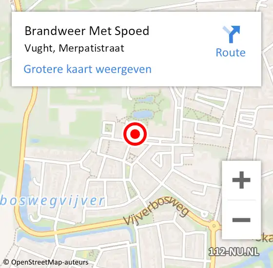 Locatie op kaart van de 112 melding: Brandweer Met Spoed Naar Vught, Merpatistraat op 14 juli 2021 15:20