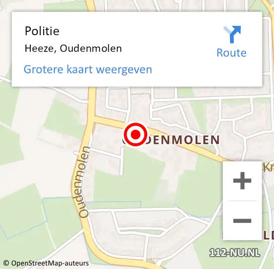 Locatie op kaart van de 112 melding: Politie Heeze, Oudenmolen op 14 juli 2021 16:41