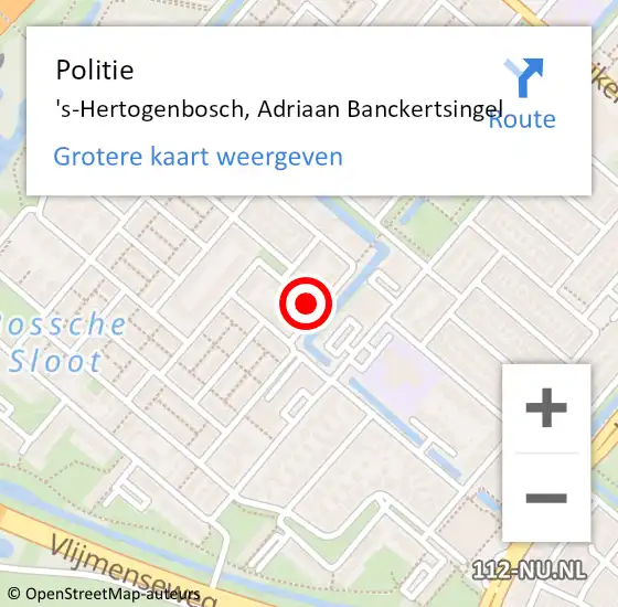 Locatie op kaart van de 112 melding: Politie 's-Hertogenbosch, Adriaan Banckertsingel op 14 juli 2021 18:31