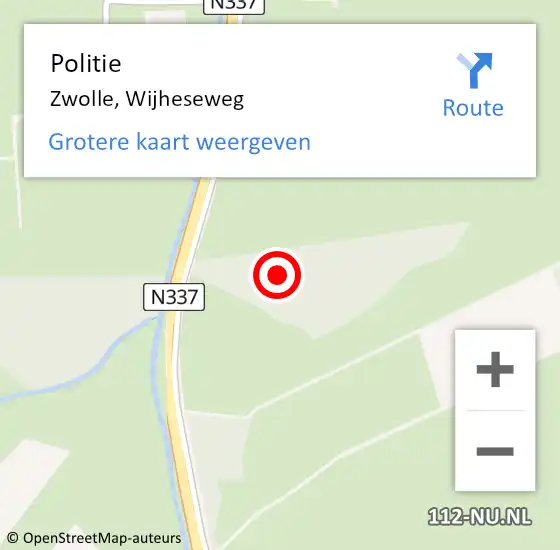Locatie op kaart van de 112 melding: Politie Zwolle, Wijheseweg op 14 juli 2021 19:37