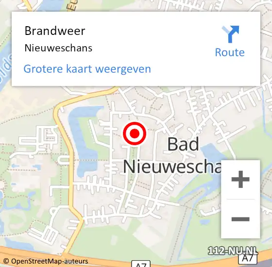 Locatie op kaart van de 112 melding: Brandweer Nieuweschans op 14 juli 2021 20:46