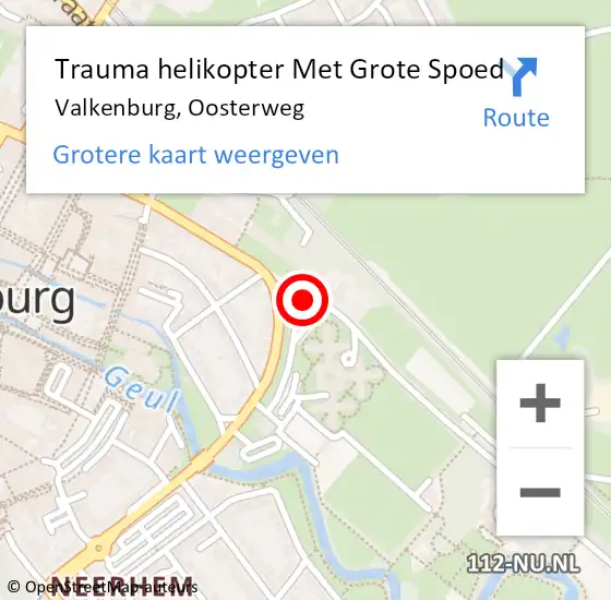 Locatie op kaart van de 112 melding: Trauma helikopter Met Grote Spoed Naar Valkenburg, Oosterweg op 14 juli 2021 22:01