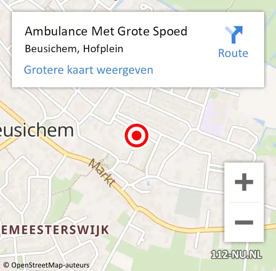 Locatie op kaart van de 112 melding: Ambulance Met Grote Spoed Naar Beusichem, Hofplein op 15 juli 2021 00:08