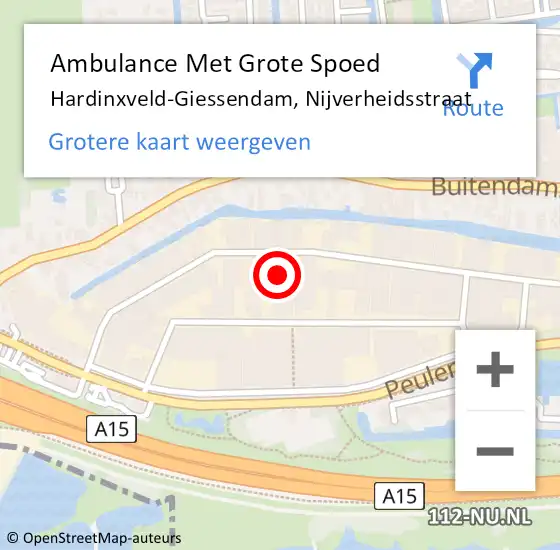 Locatie op kaart van de 112 melding: Ambulance Met Grote Spoed Naar Hardinxveld-Giessendam, Nijverheidsstraat op 15 juli 2021 02:34