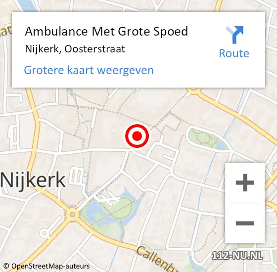 Locatie op kaart van de 112 melding: Ambulance Met Grote Spoed Naar Nijkerk, Oosterstraat op 15 juli 2021 11:14