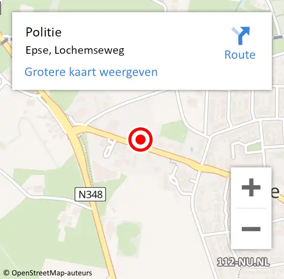 Locatie op kaart van de 112 melding: Politie Epse, Lochemseweg op 15 juli 2021 11:37