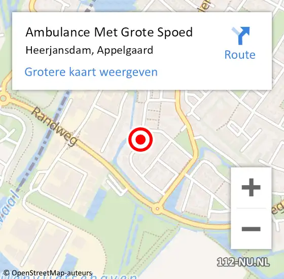 Locatie op kaart van de 112 melding: Ambulance Met Grote Spoed Naar Heerjansdam, Appelgaard op 15 juli 2021 13:19