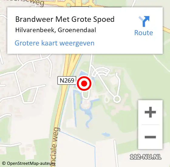 Locatie op kaart van de 112 melding: Brandweer Met Grote Spoed Naar Hilvarenbeek, Groenendaal op 15 juli 2021 16:53