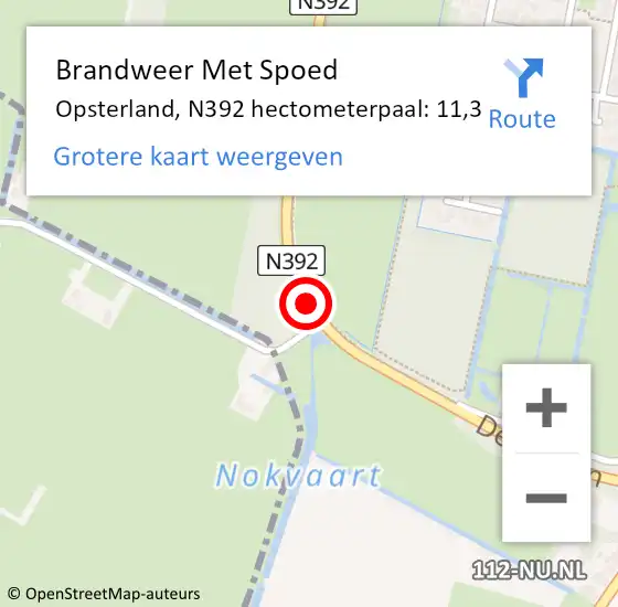 Locatie op kaart van de 112 melding: Brandweer Met Spoed Naar Opsterland, N392 hectometerpaal: 11,3 op 15 juli 2021 18:29