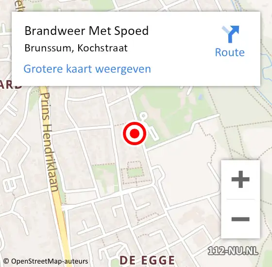 Locatie op kaart van de 112 melding: Brandweer Met Spoed Naar Brunssum, Kochstraat op 15 juli 2021 19:05