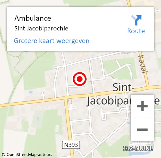 Locatie op kaart van de 112 melding: Ambulance Sint Jacobiparochie op 15 juli 2021 21:53