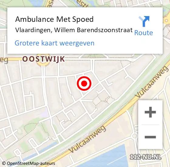 Locatie op kaart van de 112 melding: Ambulance Met Spoed Naar Vlaardingen, Willem Barendszoonstraat op 15 juli 2021 23:06