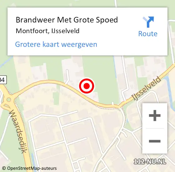 Locatie op kaart van de 112 melding: Brandweer Met Grote Spoed Naar Montfoort, IJsselveld op 16 juli 2021 01:24