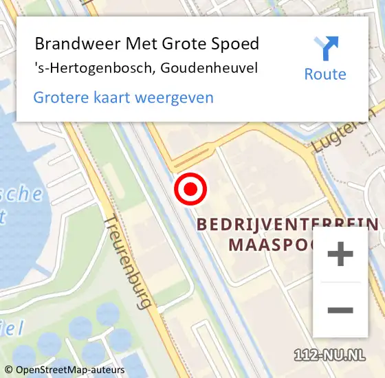 Locatie op kaart van de 112 melding: Brandweer Met Grote Spoed Naar 's-Hertogenbosch, Goudenheuvel op 16 juli 2021 05:37