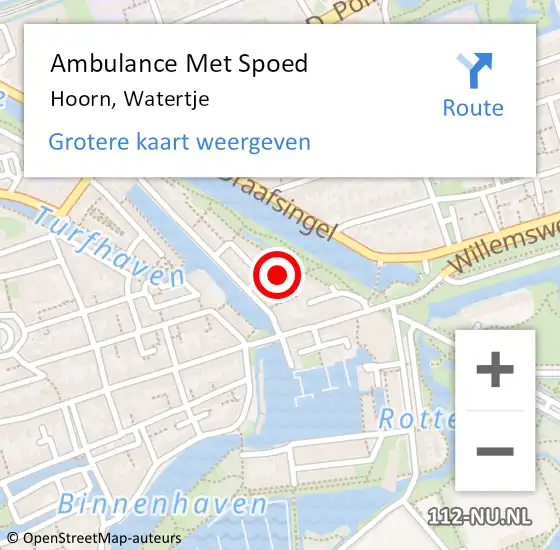 Locatie op kaart van de 112 melding: Ambulance Met Spoed Naar Hoorn, Watertje op 16 juli 2021 10:20