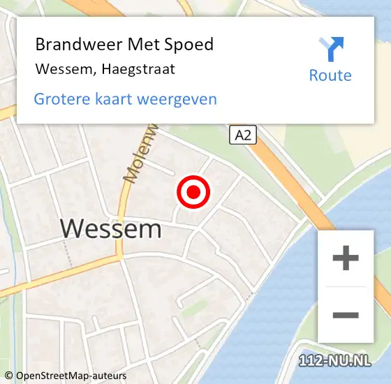 Locatie op kaart van de 112 melding: Brandweer Met Spoed Naar Wessem, Haegstraat op 16 juli 2021 10:29