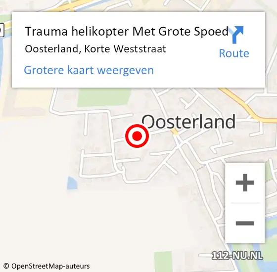 Locatie op kaart van de 112 melding: Trauma helikopter Met Grote Spoed Naar Oosterland, Korte Weststraat op 16 juli 2021 11:28