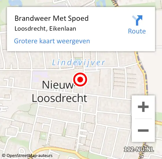 Locatie op kaart van de 112 melding: Brandweer Met Spoed Naar Loosdrecht, Eikenlaan op 16 juli 2021 11:45