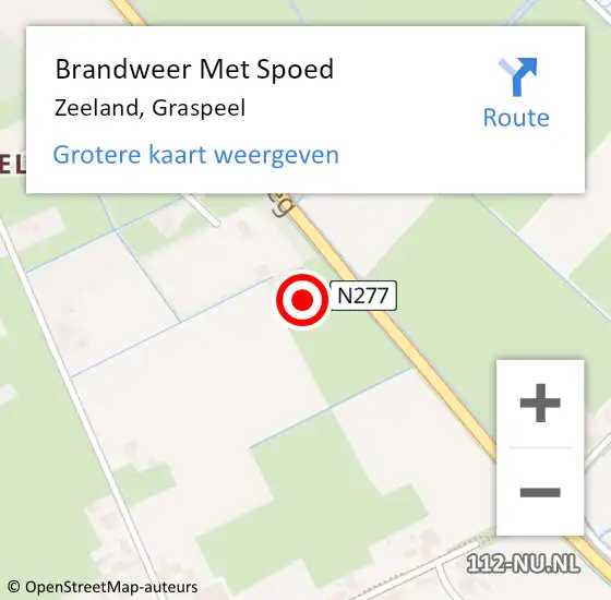 Locatie op kaart van de 112 melding: Brandweer Met Spoed Naar Zeeland, Graspeel op 16 juli 2021 12:24