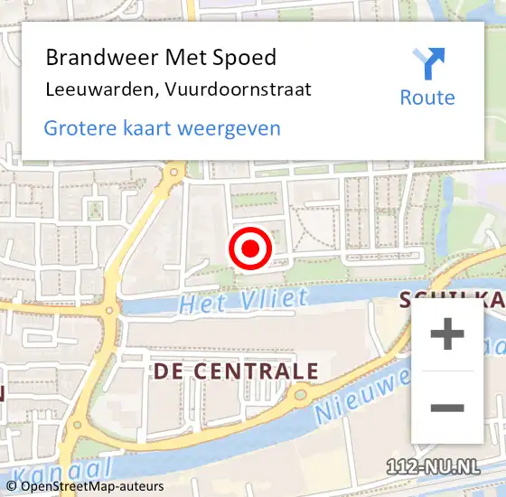 Locatie op kaart van de 112 melding: Brandweer Met Spoed Naar Leeuwarden, Vuurdoornstraat op 16 juli 2021 15:58