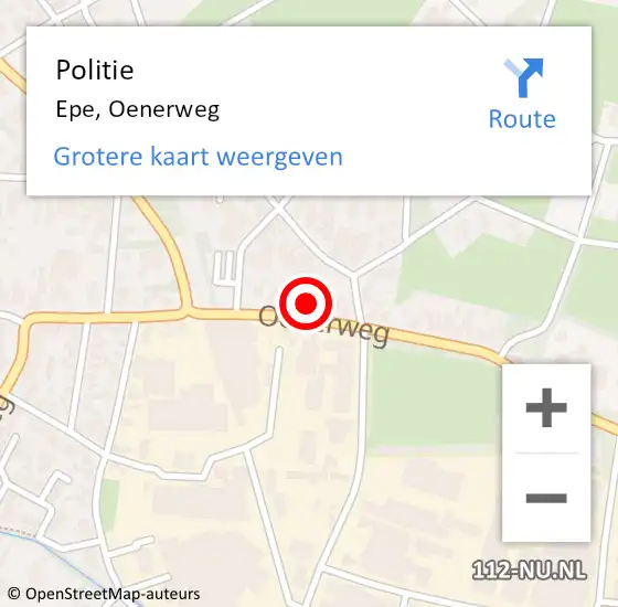 Locatie op kaart van de 112 melding: Politie Epe, Oenerweg op 16 juli 2021 16:51