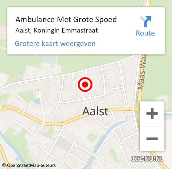 Locatie op kaart van de 112 melding: Ambulance Met Grote Spoed Naar Aalst, Koningin Emmastraat op 16 juli 2021 17:12