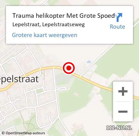 Locatie op kaart van de 112 melding: Trauma helikopter Met Grote Spoed Naar Lepelstraat, Lepelstraatseweg op 16 juli 2021 18:07