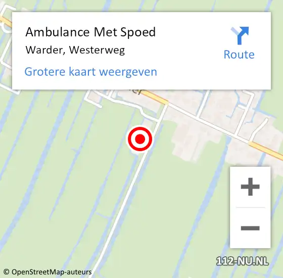 Locatie op kaart van de 112 melding: Ambulance Met Spoed Naar Warder, Westerweg op 16 juli 2021 18:38