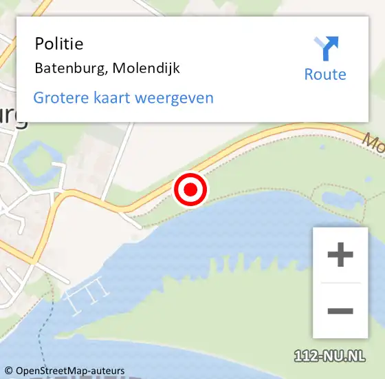 Locatie op kaart van de 112 melding: Politie Batenburg, Molendijk op 16 juli 2021 19:12