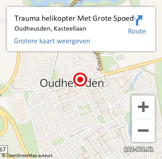 Locatie op kaart van de 112 melding: Trauma helikopter Met Grote Spoed Naar Oudheusden, Kasteellaan op 16 juli 2021 23:53