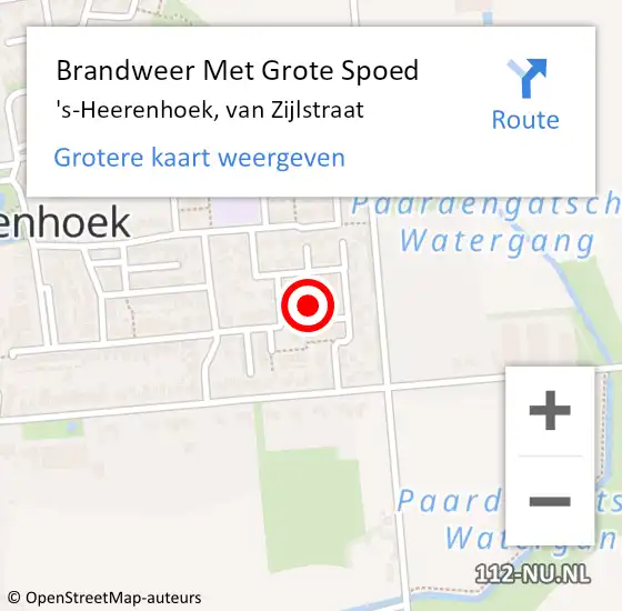 Locatie op kaart van de 112 melding: Brandweer Met Grote Spoed Naar 's-Heerenhoek, van Zijlstraat op 17 juli 2021 01:36