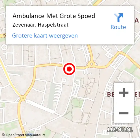 Locatie op kaart van de 112 melding: Ambulance Met Grote Spoed Naar Zevenaar, Haspelstraat op 17 juli 2021 04:17