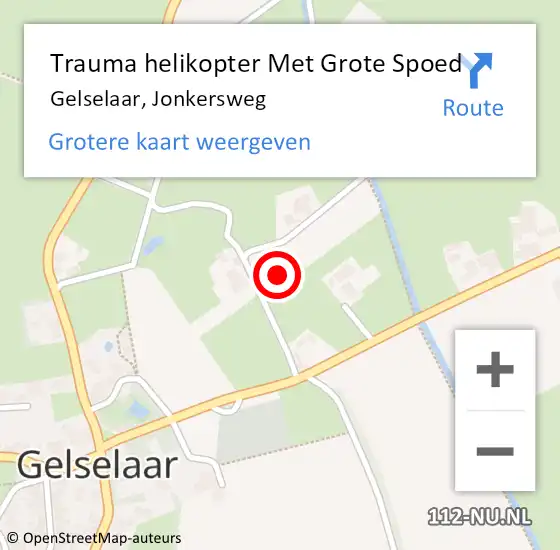 Locatie op kaart van de 112 melding: Trauma helikopter Met Grote Spoed Naar Gelselaar, Jonkersweg op 17 juli 2021 08:54