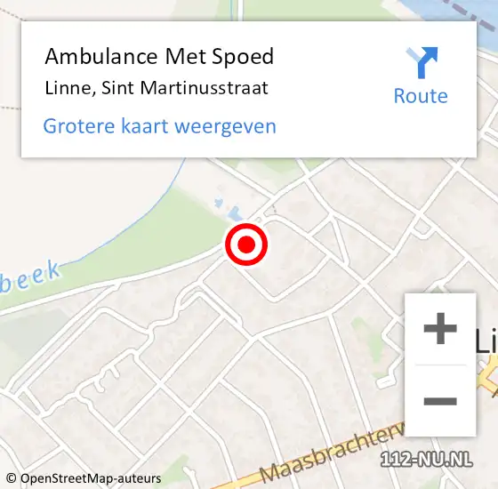 Locatie op kaart van de 112 melding: Ambulance Met Spoed Naar Linne, Sint Martinusstraat op 17 juli 2021 09:44