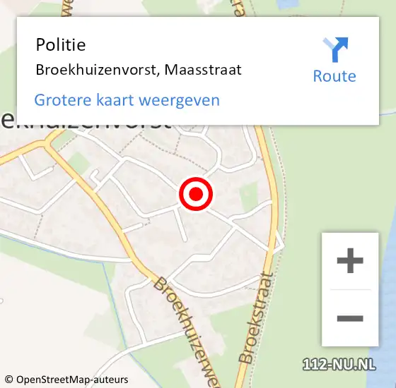 Locatie op kaart van de 112 melding: Politie Broekhuizenvorst, Maasstraat op 17 juli 2021 10:39