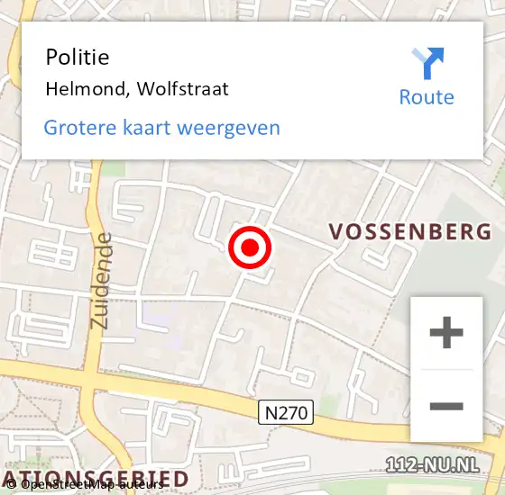 Locatie op kaart van de 112 melding: Politie Helmond, Wolfstraat op 17 juli 2021 11:38