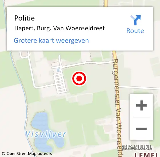 Locatie op kaart van de 112 melding: Politie Hapert, Burg. Van Woenseldreef op 17 juli 2021 14:11