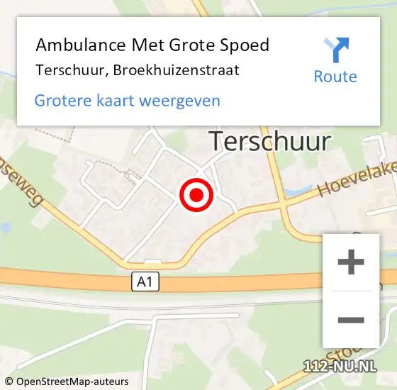 Locatie op kaart van de 112 melding: Ambulance Met Grote Spoed Naar Terschuur, Broekhuizenstraat op 17 juli 2021 15:46