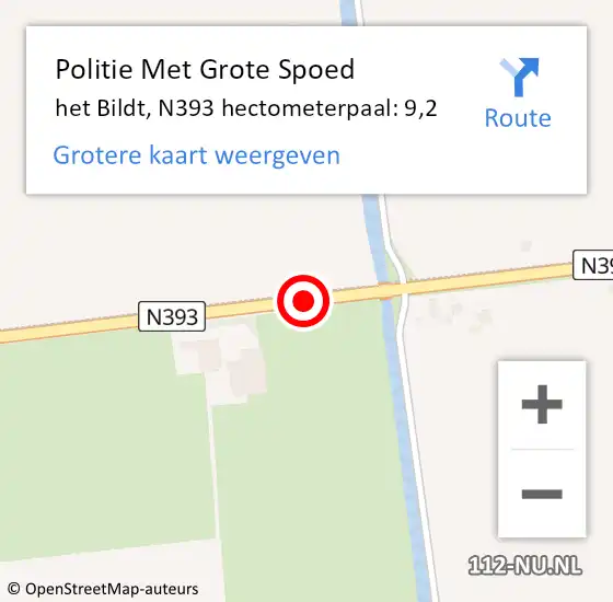 Locatie op kaart van de 112 melding: Politie Met Grote Spoed Naar het Bildt, N393 hectometerpaal: 9,2 op 17 juli 2021 16:00