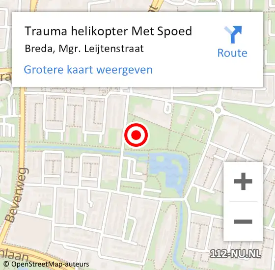 Locatie op kaart van de 112 melding: Trauma helikopter Met Spoed Naar Breda, Mgr. Leijtenstraat op 17 juli 2021 18:52