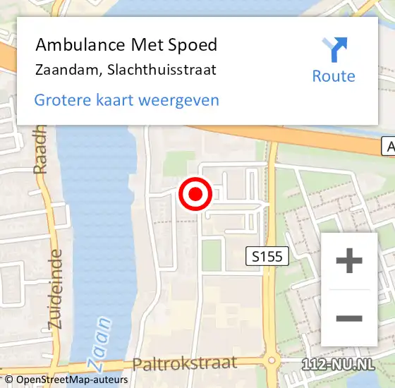 Locatie op kaart van de 112 melding: Ambulance Met Spoed Naar Zaandam, Slachthuisstraat op 17 juli 2021 19:25