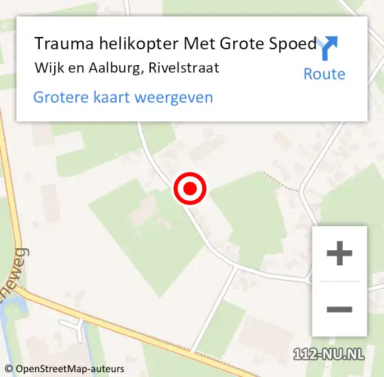 Locatie op kaart van de 112 melding: Trauma helikopter Met Grote Spoed Naar Wijk en Aalburg, Rivelstraat op 17 juli 2021 21:41
