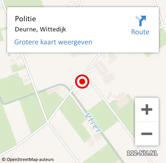 Locatie op kaart van de 112 melding: Politie Deurne, Wittedijk op 18 juli 2021 01:08