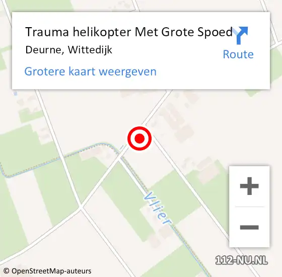 Locatie op kaart van de 112 melding: Trauma helikopter Met Grote Spoed Naar Deurne, Wittedijk op 18 juli 2021 01:09