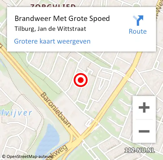 Locatie op kaart van de 112 melding: Brandweer Met Grote Spoed Naar Tilburg, Jan de Wittstraat op 18 juli 2021 01:12